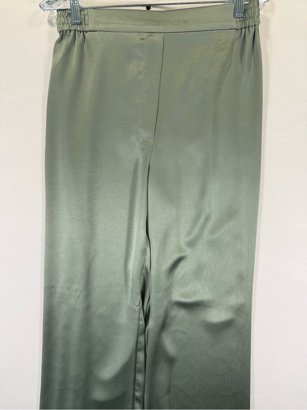 MNG Satin-Look Wide Leg Pants in Sage